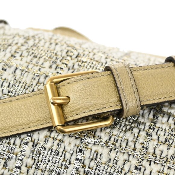 CHLOE Logo Elsie 2Way Shoulder Hand Bag Tweed Leather Beige GHW Italy 64YH768 - Picture 8 of 16